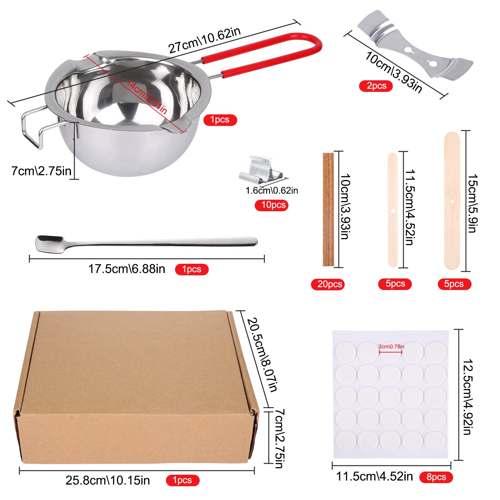 200 Stoppini Per Candele Con Supporti E Adesivi - 4 Misure Per Candle Making - Foto 2