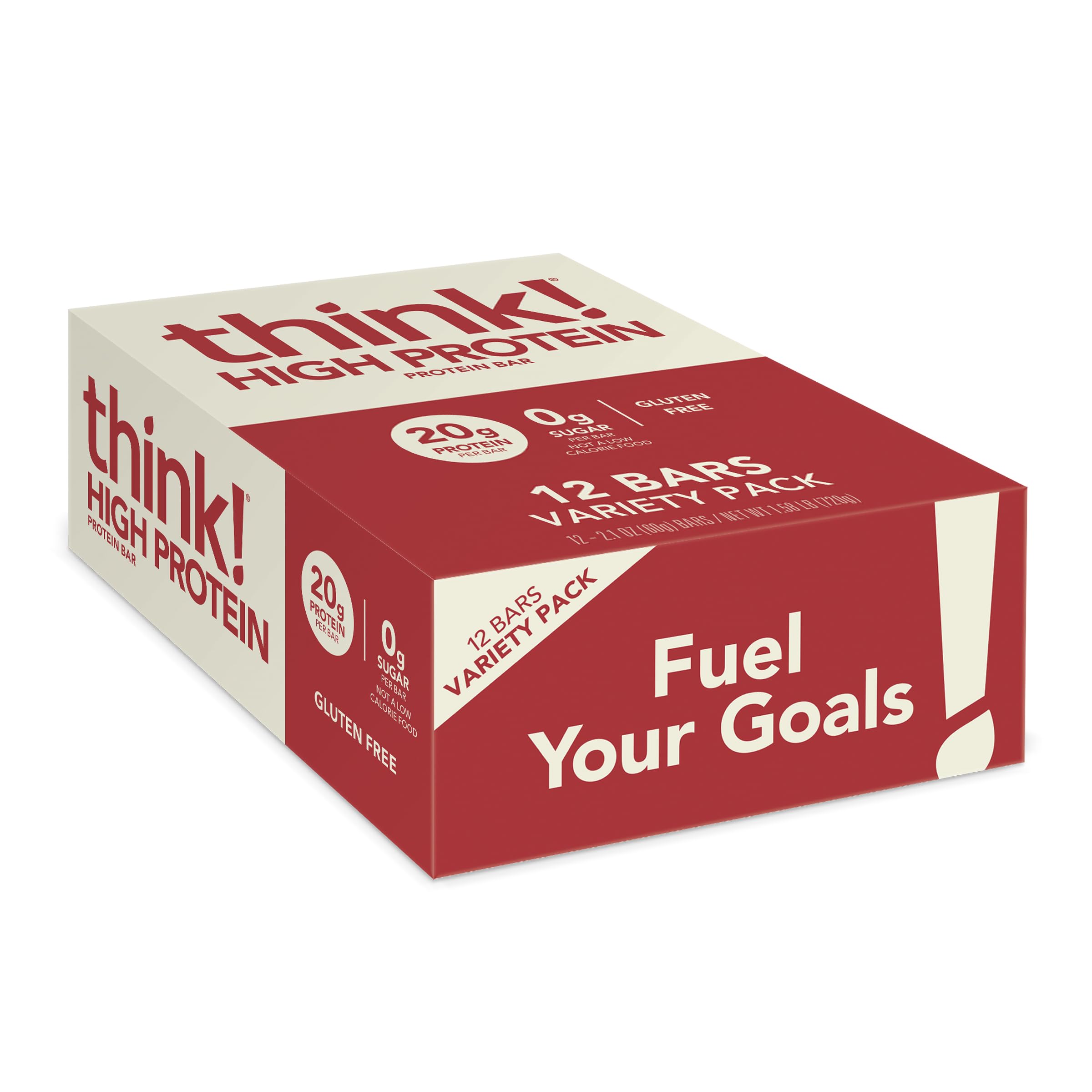 think! Protein Bars, High Protein Snacks, Gluten Free, Kosher Friendly,Variety Pack, Nutrition Bars, 2.1 Oz per Bar, 12 Count (Packaging May Vary)