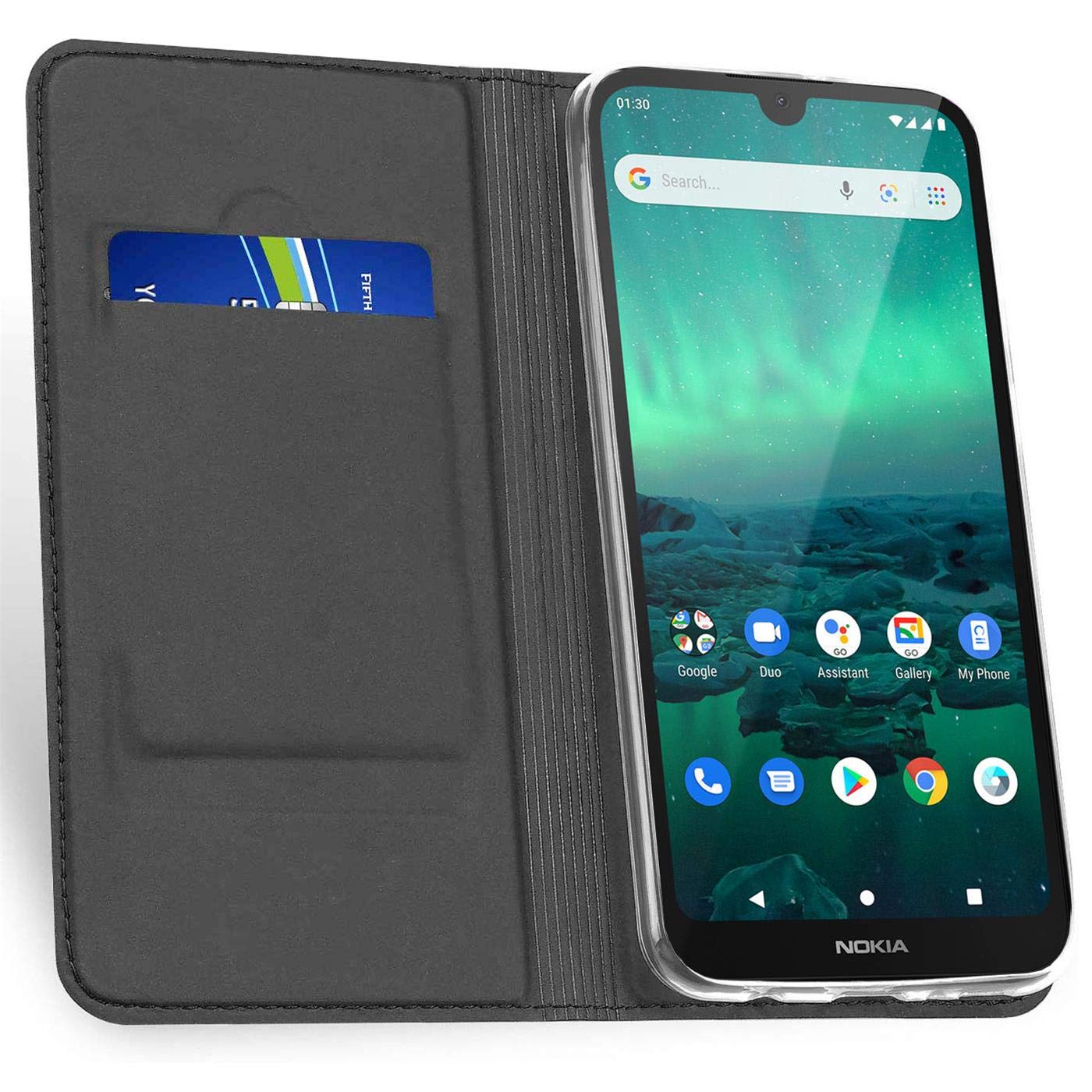 Verco Case compatible with Nokia 1.3, Flip Wallet Cover with Magnetic Closure for Nokia 1.3 Phone Case - black - Image 4