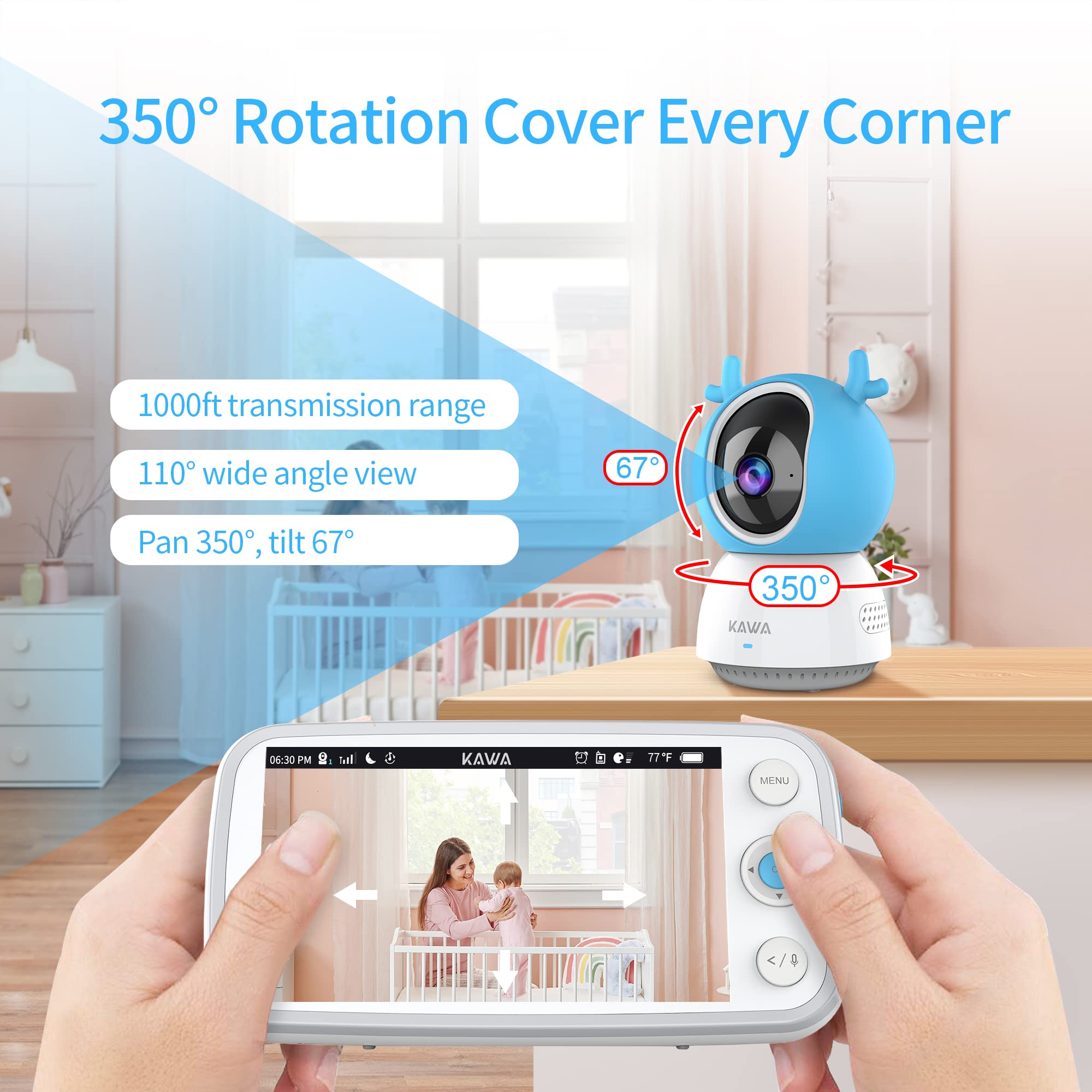 Buy Baby Monitor, KAWA Video Baby Monitor with Camera and Audio, 5
