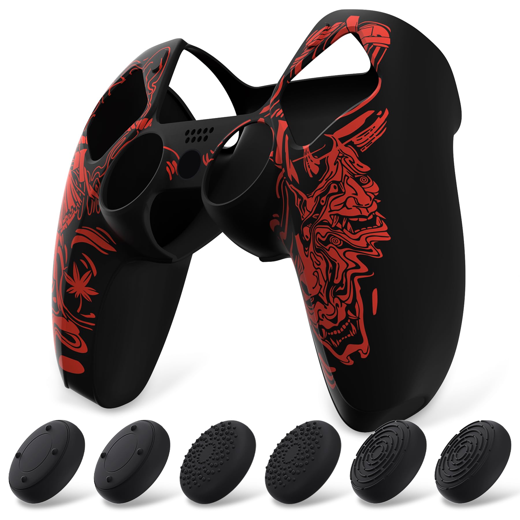 PlayVital Funda de Silicona para ps5 Mando - Cubierta Protectora Antideslizante y Suave con 6 Tapas para Pulgar, Grip Mejorado, Compatible con Base de Carga (Pure Series-Grieta Energía) — view 27