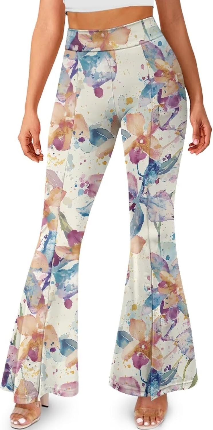 doginthehole Split Hem Flare Leggings for Women Wide Leg Yoga Pants Casual Palazzo Pants Size XS-XXL