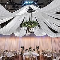 Vista 15 de FOTSHARER Cortinas de techo para bodas, cortinas de arco de boda lavanda, 2 paneles de 5 x 20 pies, cortinas de gasa para cortinas de fondo, kit