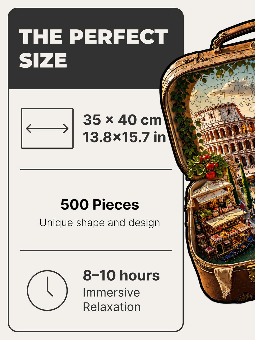 UNIDRAGON Holzpuzzle für Erwachsene Unikat Puzzle Italien im Etui 35x40cm 500 Teile