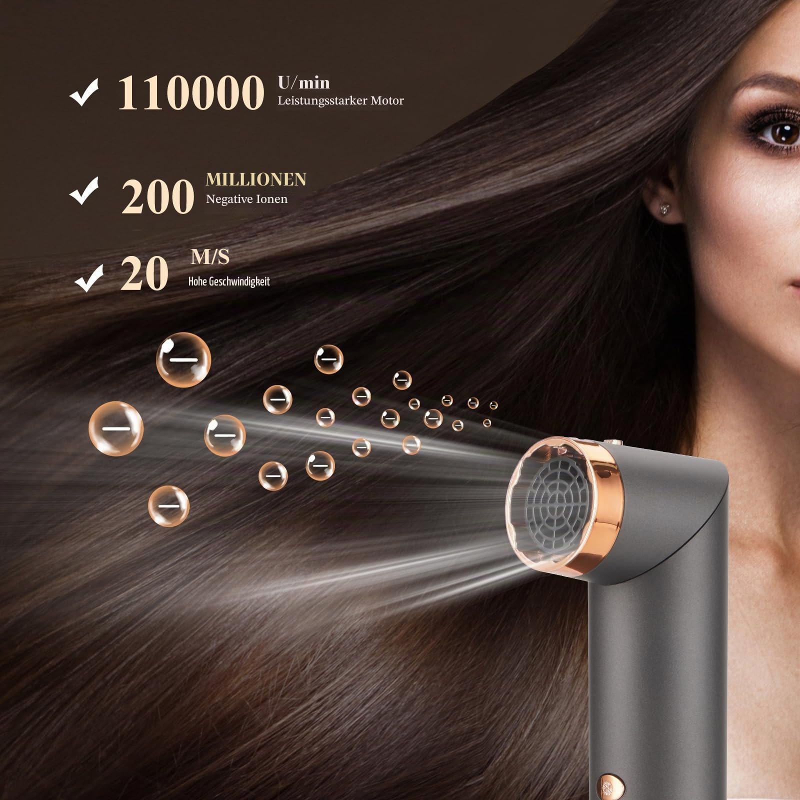 BESTBOMG Air Styler 6 in 1 Hairstyler Haartrockner Heißluftbürste, Lockenstab Multistyler Glättbürste Heißluft-Styler Styling und Trocknungssystem, Warmluftbürste Automatisch mit Aufsätzen