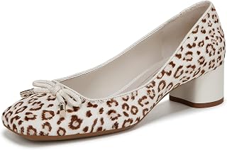 Womens Natalia Square Toe Block Heel Pumps with Bow