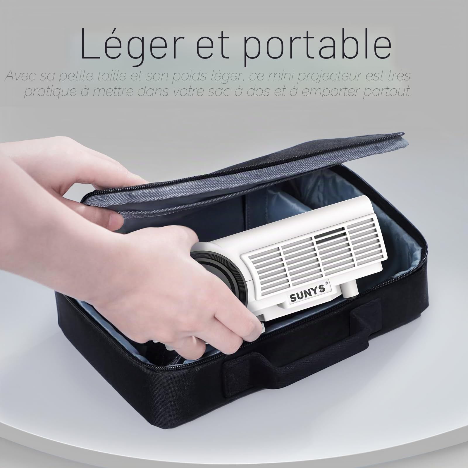Bluetooth Mini Projecteur with Portable Bag, 10000L Videoprojecteur 1080P Full HD Supportée LCD Video Projecteur, Compatible avec PC/PS4/Firestick/USB/HDMI/AV, Home Cinema Projecteur