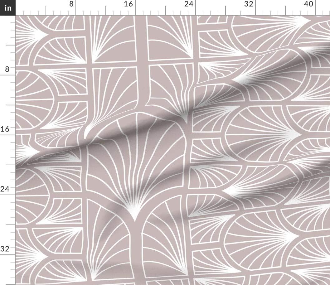 Spoonflower Fabric - Pink White Art Deco Line Printed on Petal Signature Cotton Fabric Fat Quarter - Sewing Quilting Apparel Crafts Decor
