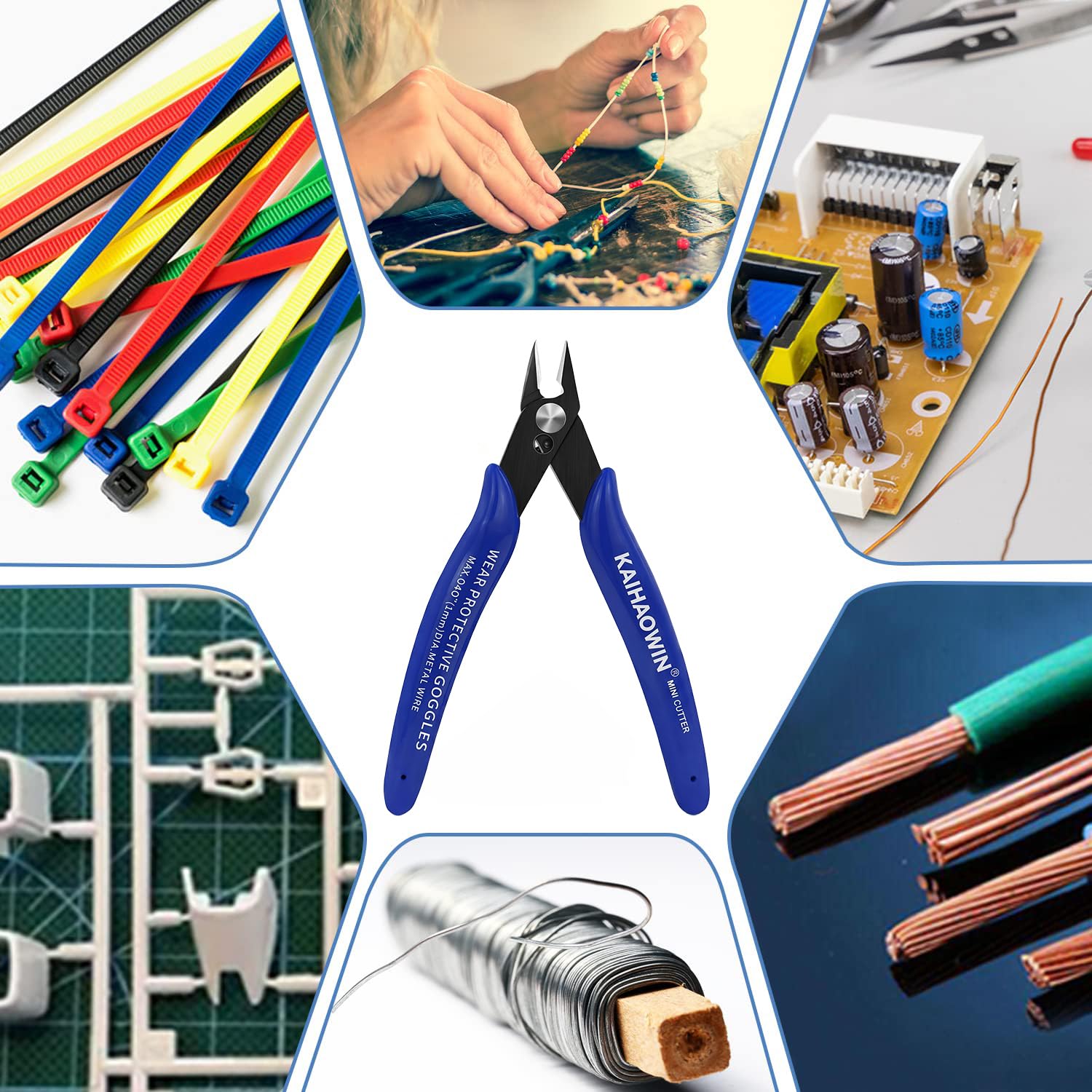 KAIHAOWIN 10 PCS Alicates de Corte Diagonal, Alicates de Corte Electricista 127 mm, Alicates de Precision para Modelismo, Artesanía, Electrónica, Joyería
