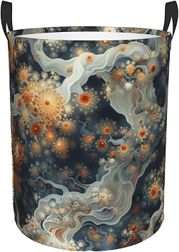 shades grey orange Laundry Hamper Round, Large Canvas Fabric Lightweight Storage Basket Toy Organizer