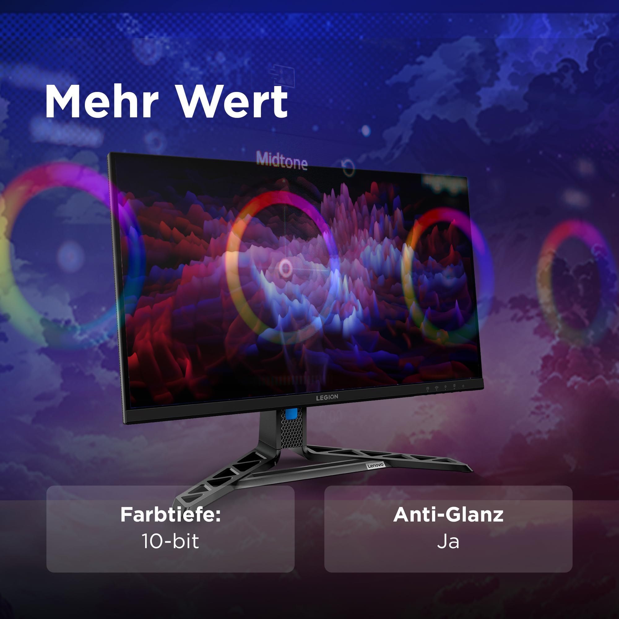 Lenovo Legion R27qe Gen 2 27" QHD WLED Gaming Monitor 2560x1440 200 Hz IPS 0.5ms HDMI DisplayPort Raven schwarz