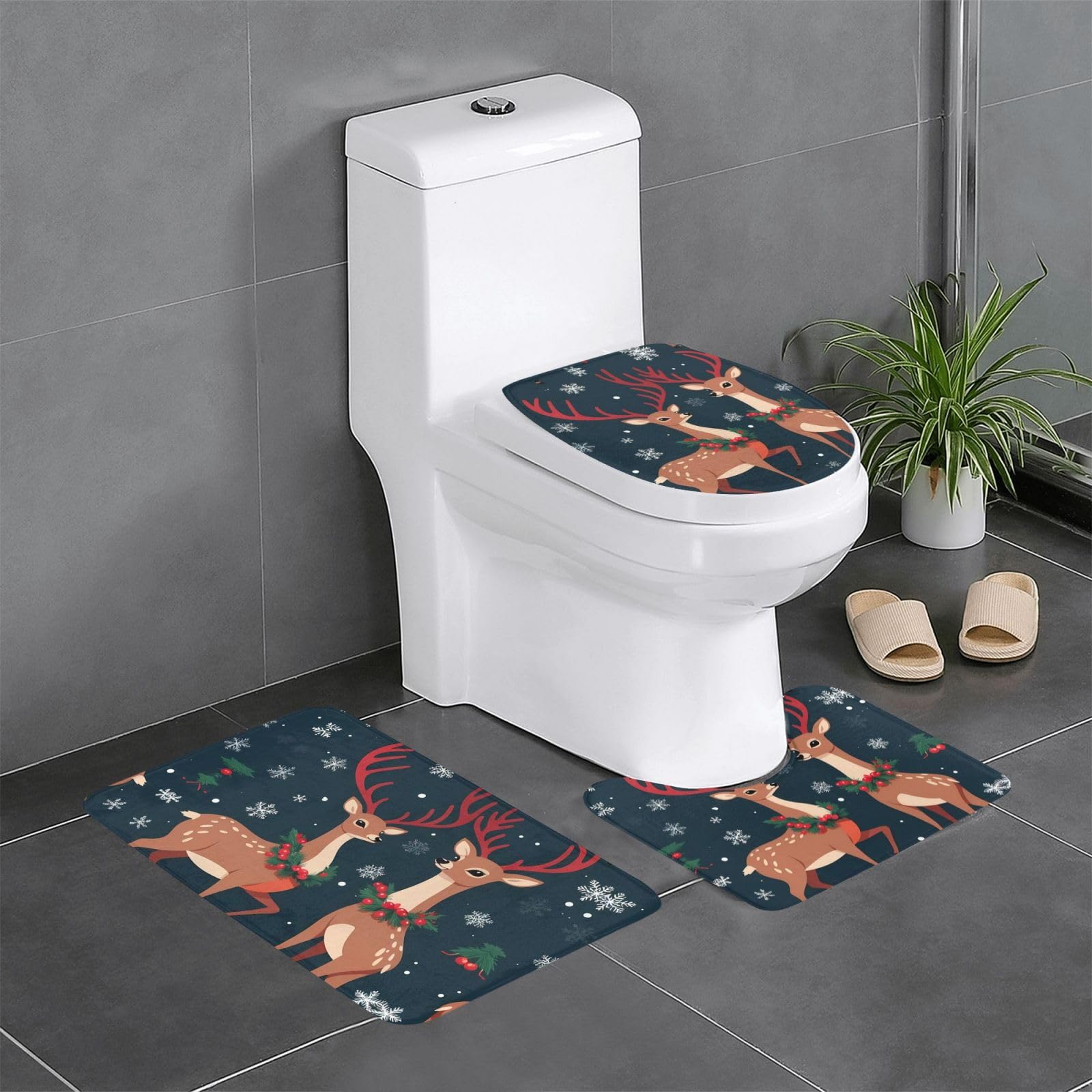 Tapis de salle de bain antidérapants Noël | Lot de 3 WHJSHOP