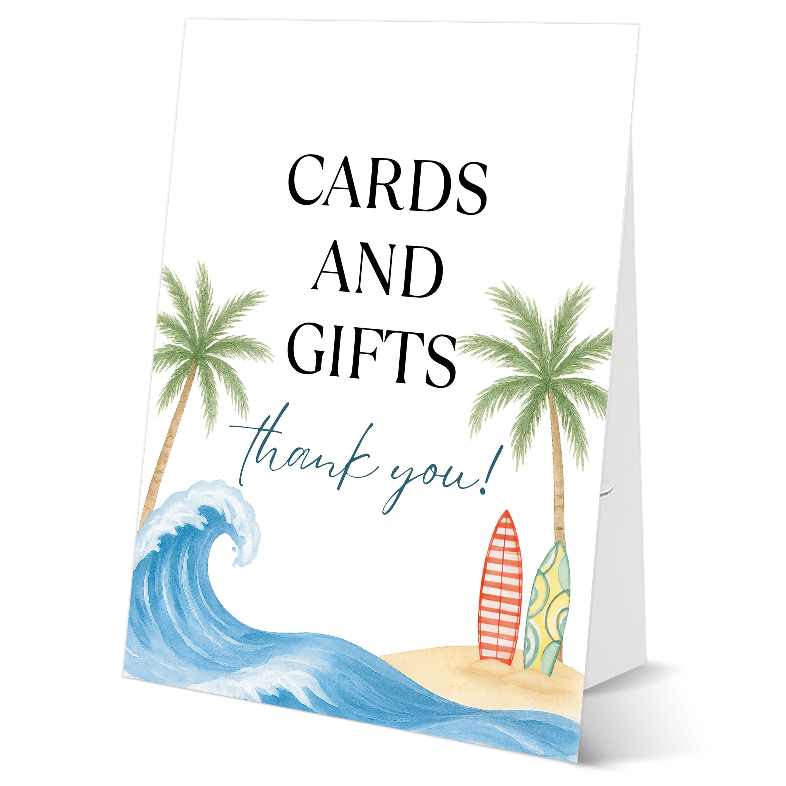Photo 1 of Surfing Baby Shower Tabletop Sign, Cards and Gifts, Include One 8×11 Sign with holder, Baby on Board Gender Reveal Party Decoration Supplies - FL86