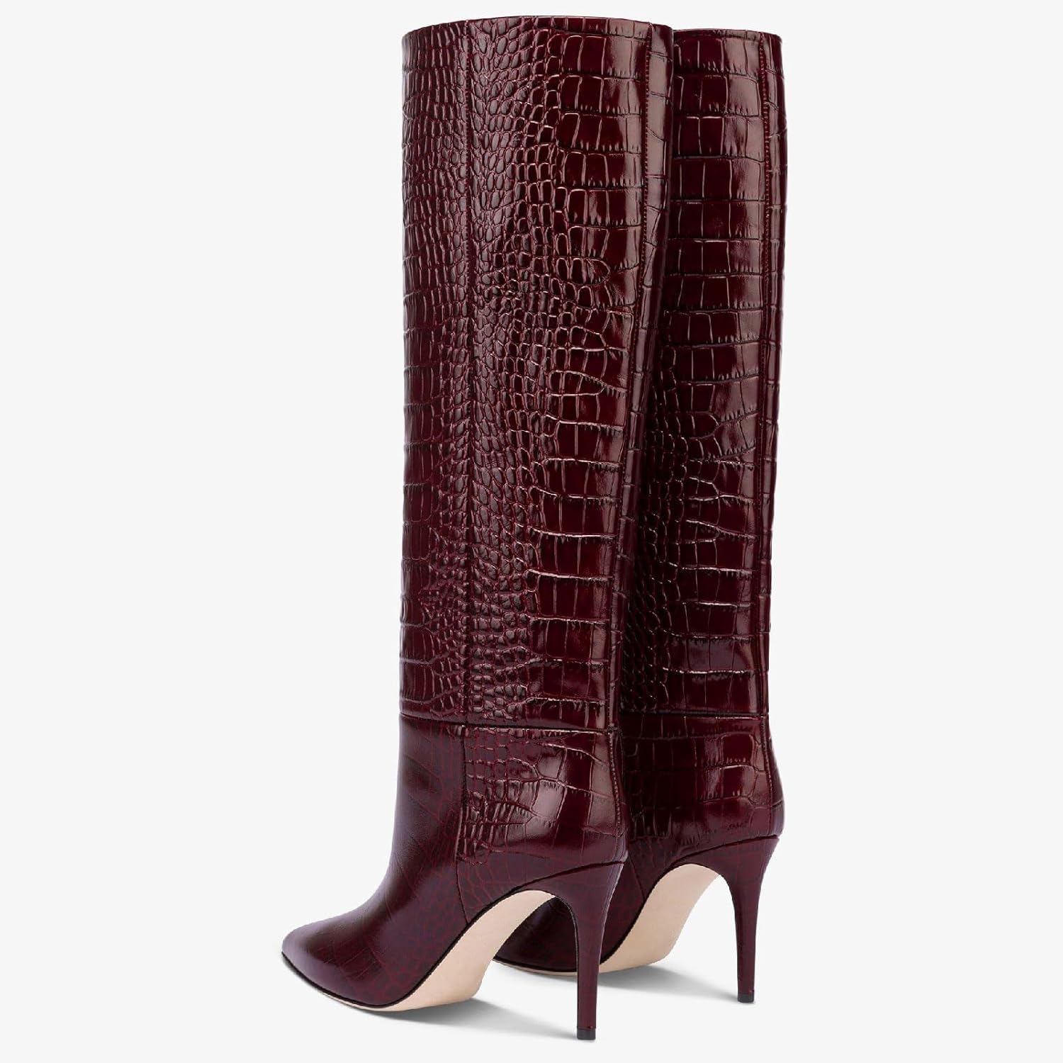 Women's Fashion Crocodile High Stiletto Heel Knee High Boots 3.94inch/10cm Pointed Closed Toe Pull On High Heel Long Boots Fall Winter Dressy Tall Boots for Women - Image 4