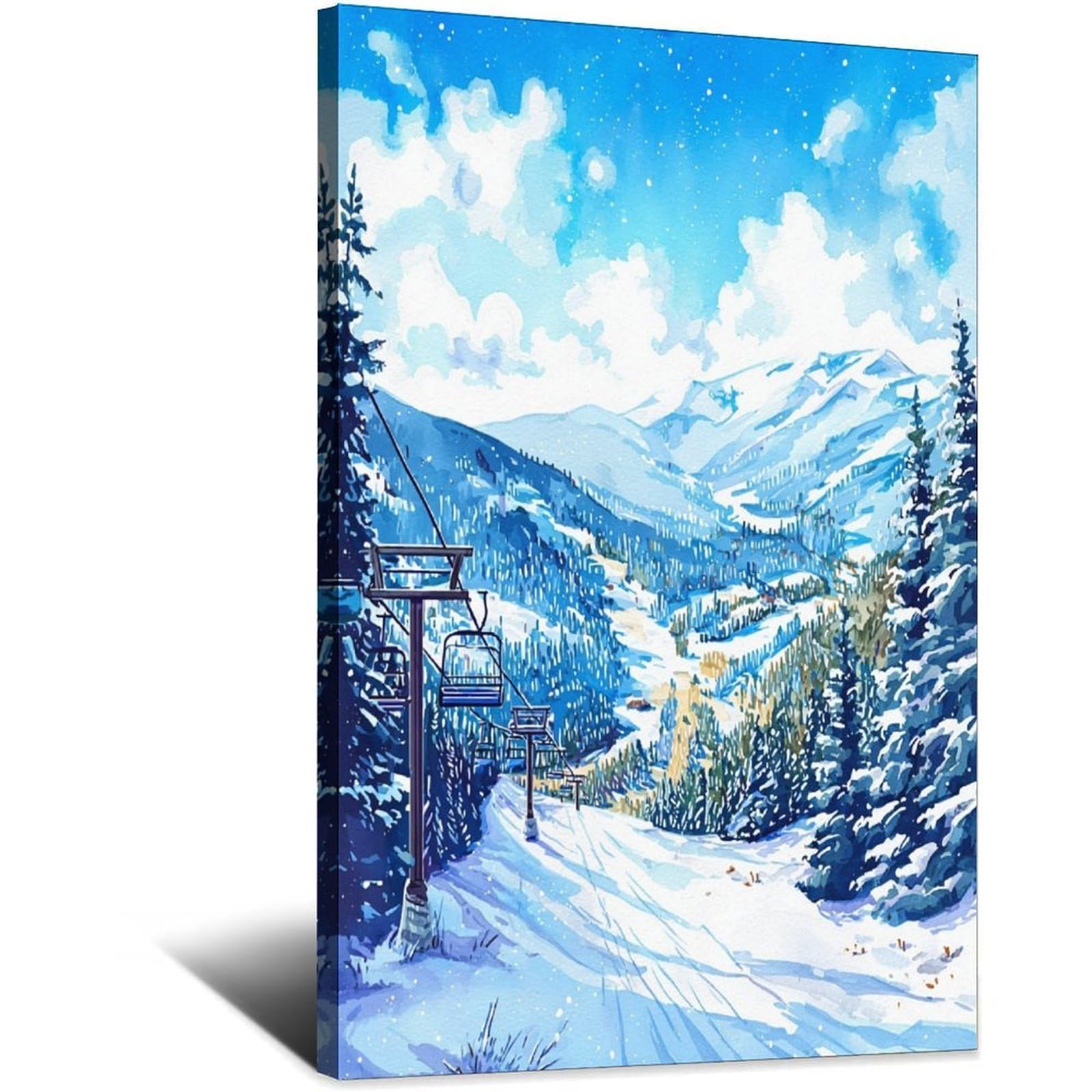 Whistler Ski Posters 20x30inch(50x75cm) Vintage Watercolor Canvas Art