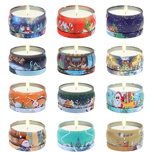 12 Pack Christmas Candles Gifts for Women, Aromatherapy Candles for Home Scented Soy Wax Jar Candle Sets 2.5 oz Use for Meditation, Bath, Yoga, Birthday Gifts for Women Perfect Gifts for Her