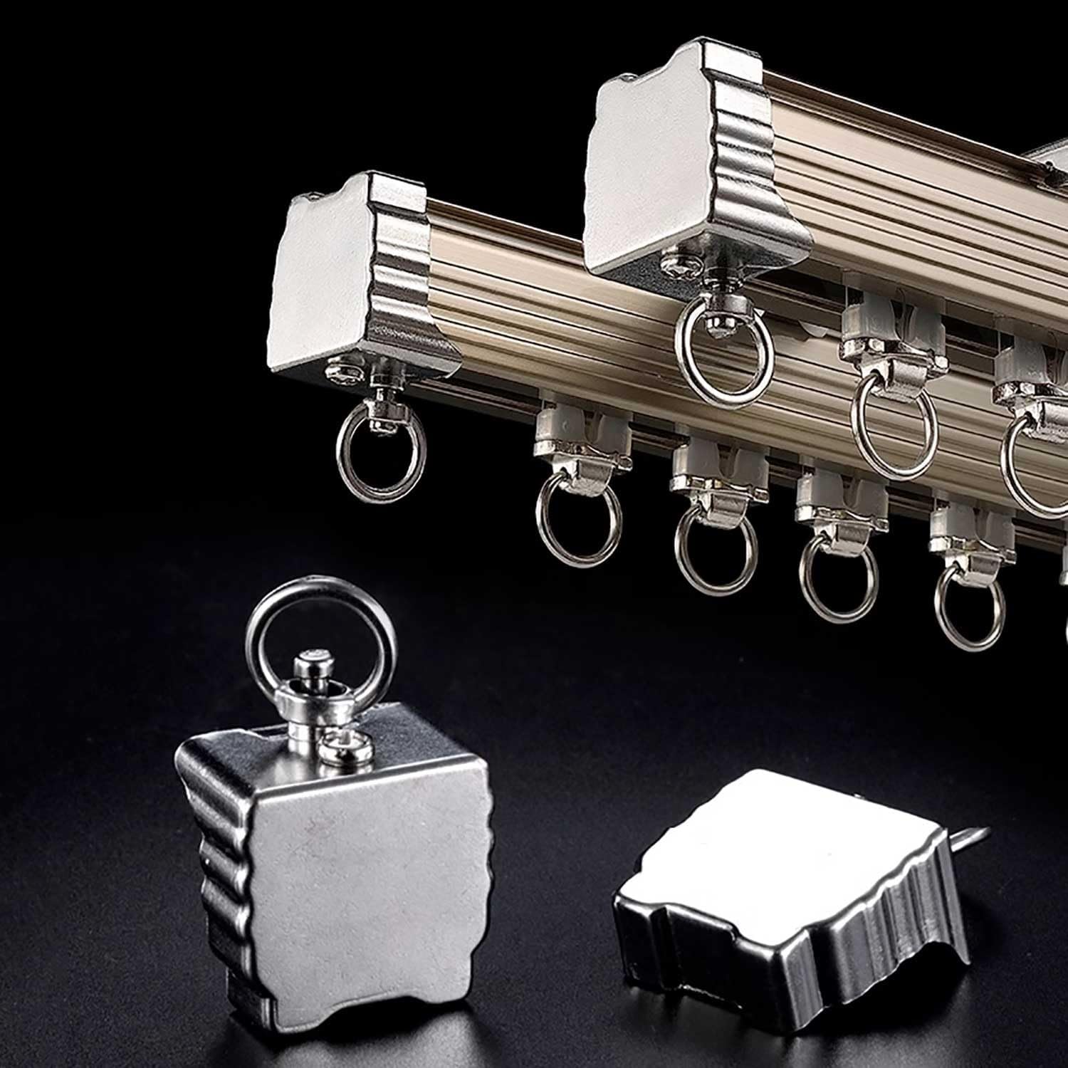 Heavy-Duty Aluminum Double Row Curtain Track - Ceiling/Wall Mount for Room Divider Curtains, Ideal for Living Room & Bedroom Privacy (White, 3.3FT)