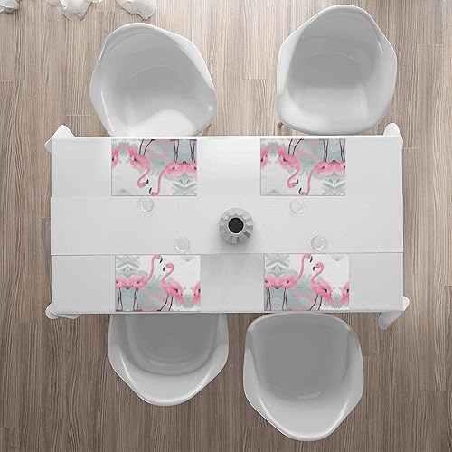 Miniatura 7 de Rectangular Placemats Set of 4, Heat Resistant Pink Flamingo Printed Kitchen Dining Table Mats