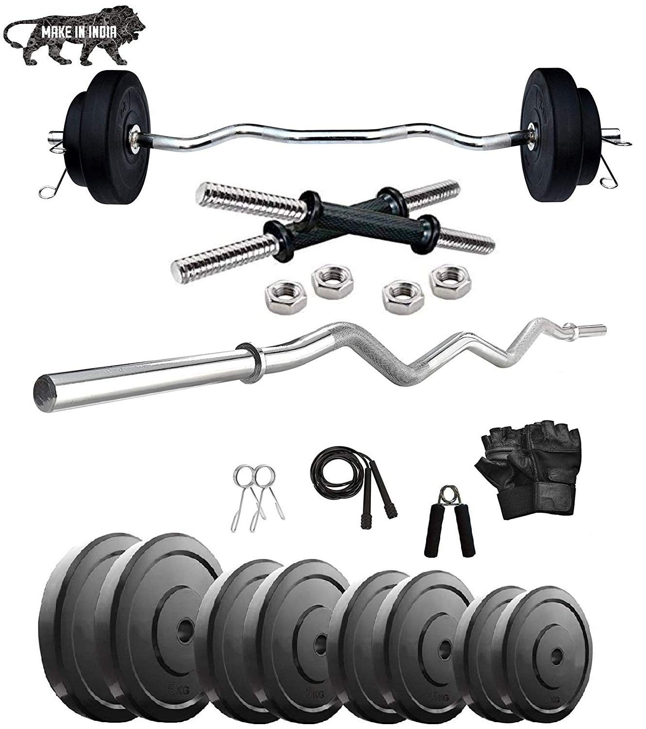 BEACON INTERNATIONAL Rubber 30 Kg Exercise Set, Home Gym, Rubber Weight Plates, Dumbbell Rods with Metal Nuts, 3 ft. Curl Rod and Accessories, Black (B08K3FCJF9) Amazon Price History, Amazon Price Tracker