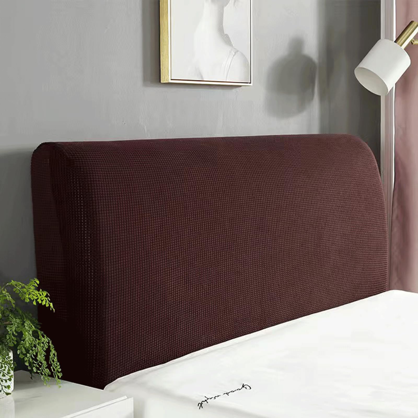 Bed Headboard Covers Slipcover, Nordic Style Stretch Headboard Covers for King/Single/Double Bed, Dustproof Protector Decor Bed Head Cover for Wood/Leather/Upholstered Headboard(110-135cm,Brown)