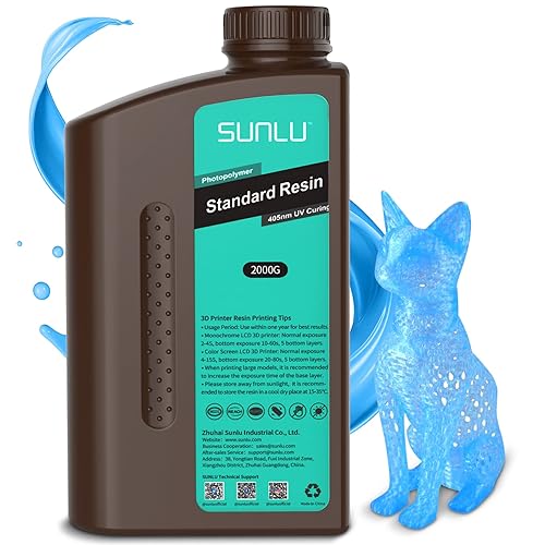 SUNLU Resina de impresora 3D, fotopolímero estándar de 70.55 oz, resina de curado UV de 405 nm para impresora 3D de resina 4K8K LCDDLPSLA, resina