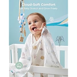 Momcozy Muslin Swaddle Blankets, Ultra Soft Neutral Registry Essentials, Angelic Starlight Zodiac Magic, Breathable Large 47\'\' x 47\'\' Newborn Boys Girls Receiving Blanket