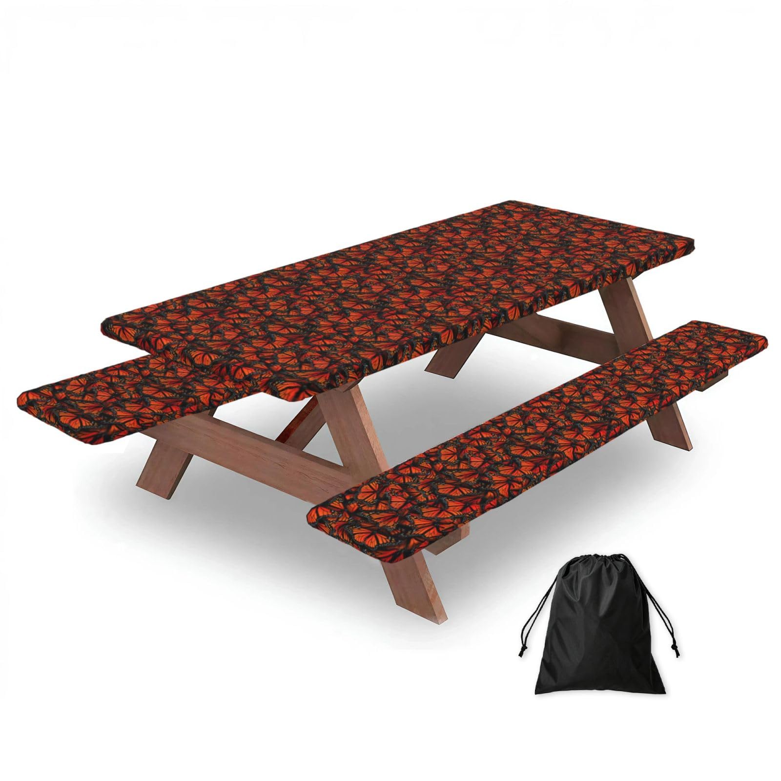 AYYQWE Monarch Butterflies. Print Picnic Table Bench Cover Outdoor Garden Party Decor Daily Accessory Gift