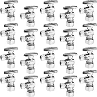 GUOFIS 20 Pack 1/4 Turn Angle Stop Valves - Lead-Free Brass, 1/2" (5/8" OD) Comp Inlet x 3/8" OD Comp Outlet for Toilets & Faucets