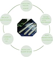 Vista 8 de Platos desechables de bambú de palma ecológicos resistentes (paquete de 50, cuadrados de 8 pulgadas)