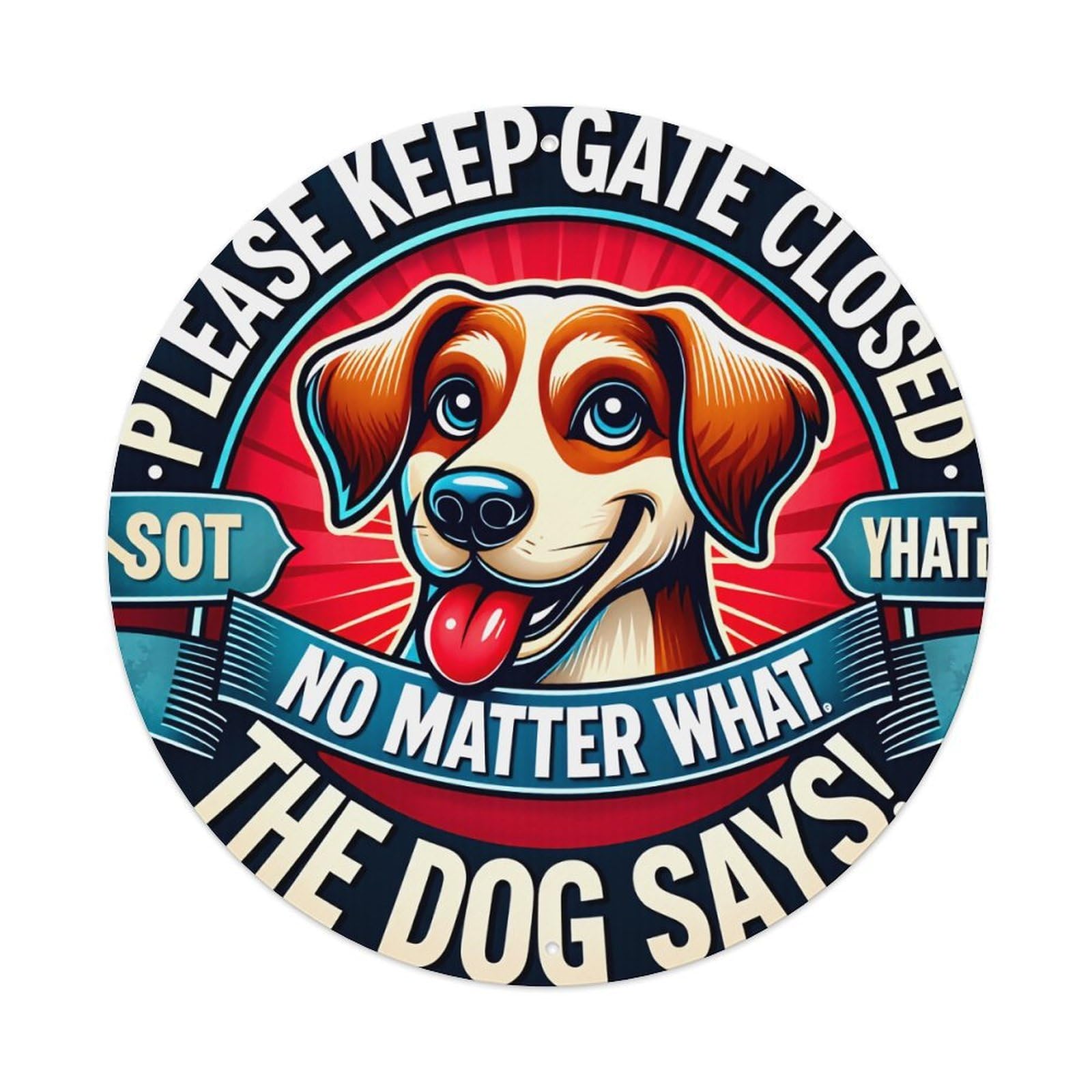Please Keep Gate Closed No Matter What The Dog Says- Round Vintage Tin Sign,Retro Wall Art,Metal Poster for Home, Bar, Garage, Cafe, Rustic Indoor & Outdoor Decor, 8x8 Inches