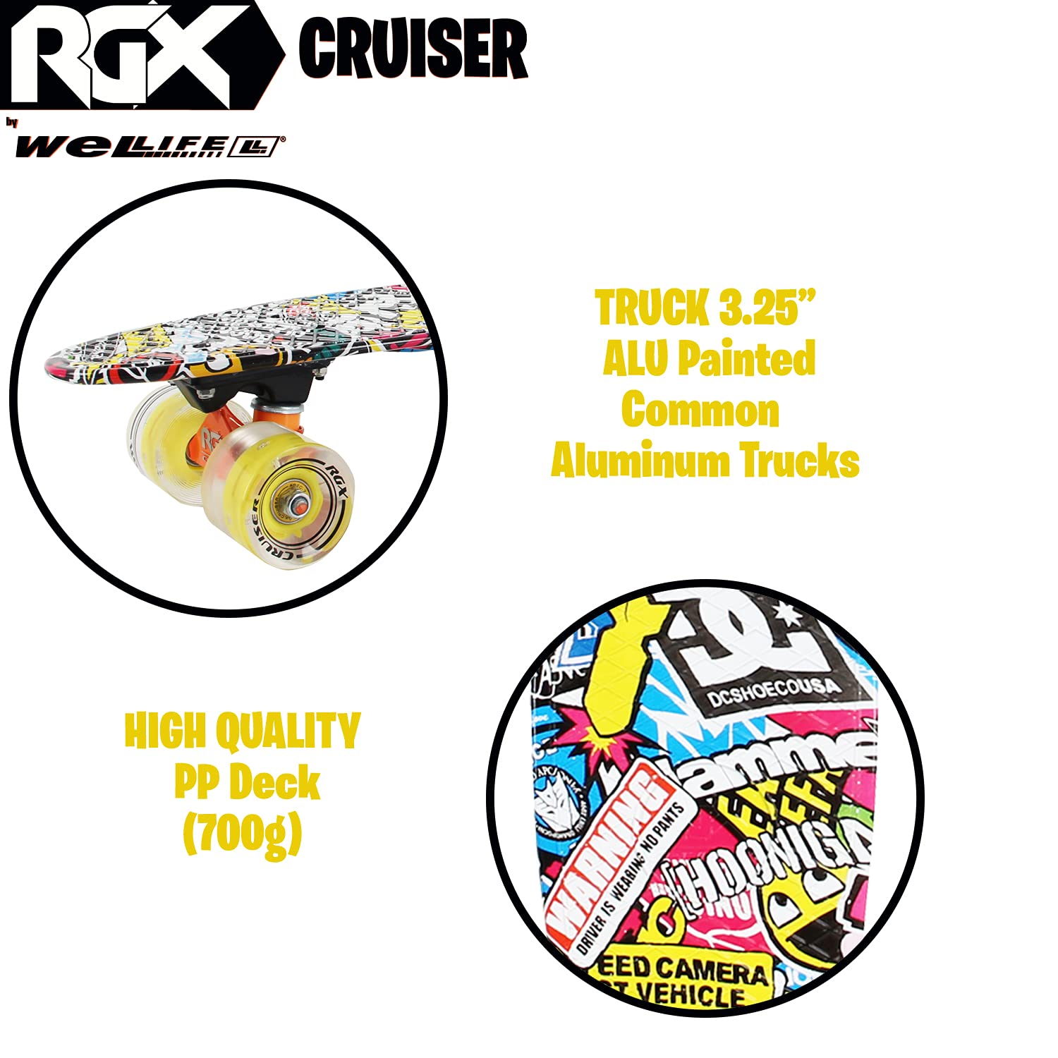 Skateboard Mini Cruiser WeLLIFE RGX - 56cm Con Ruote Luminose LED, Per Bambini E Adulti - Foto 13