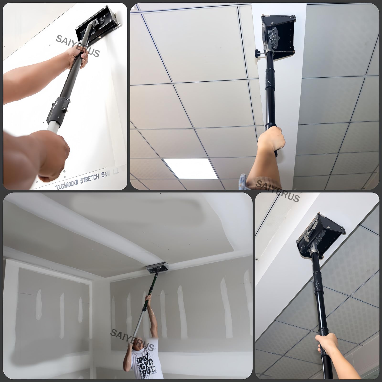 Scatola per raschiare stucco con manico estensibile, strumento di finitura piatto per cartongesso, strumento per intonacatura per professionisti e appassionati di fai da te