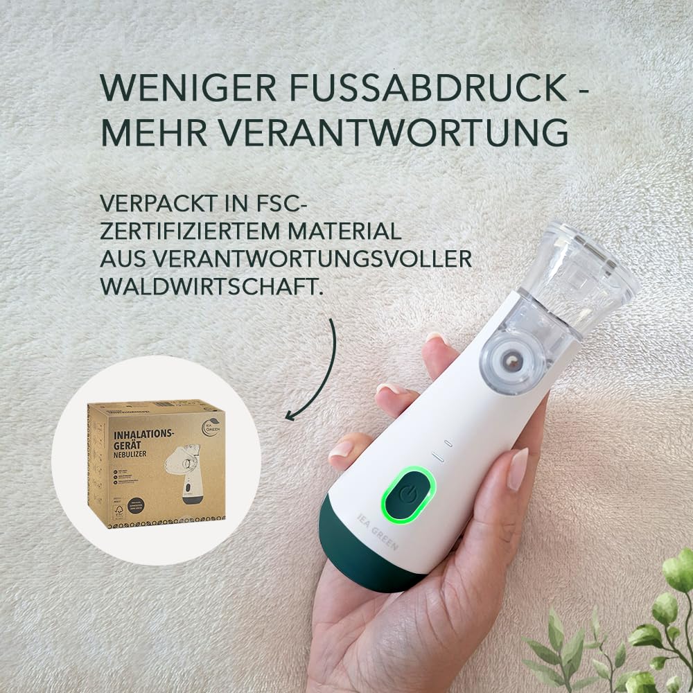 IEA Green Inhalationsgerät dunkelgrün – Vernebler Kinder & Erwachsene, tragbar