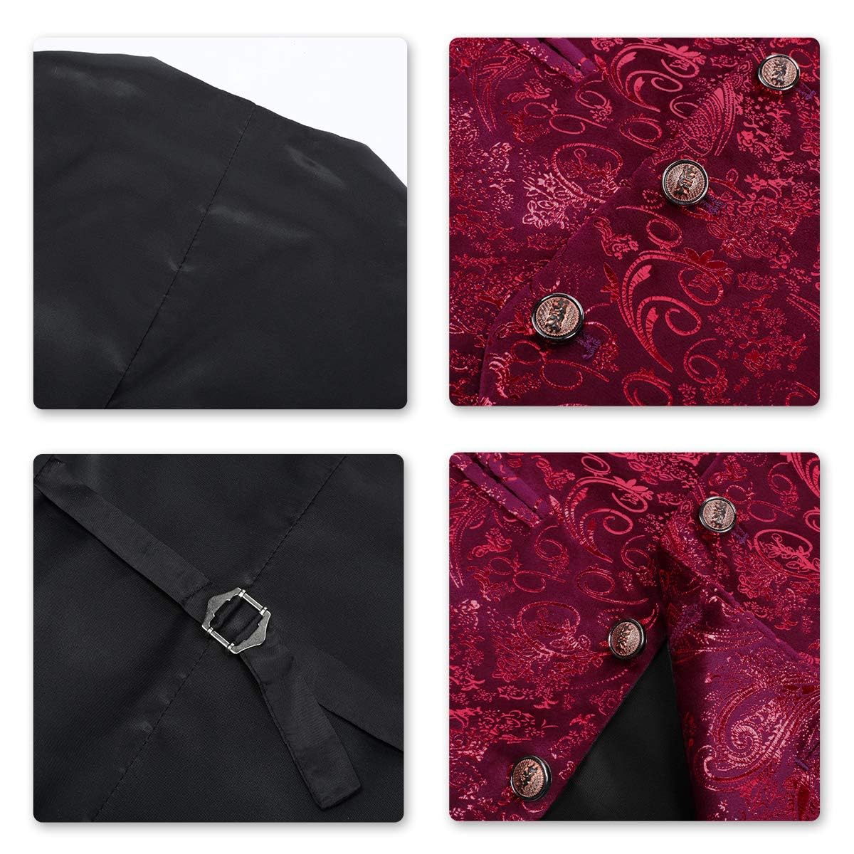 Allthemen Gilet Homme Classique Paisley Floral Jacquard Gilet Mariage Luxe Soirée Slim Fit Gilet de Costume pour Homme