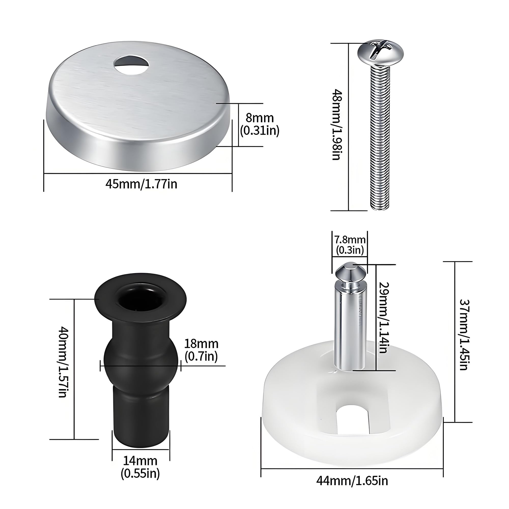 2 Pcs Toilet Seat Hinges Fittings, Quick Release Toilet Seat Fixings, UpgradeTop Fix Blind Hole Fittings - Image 2