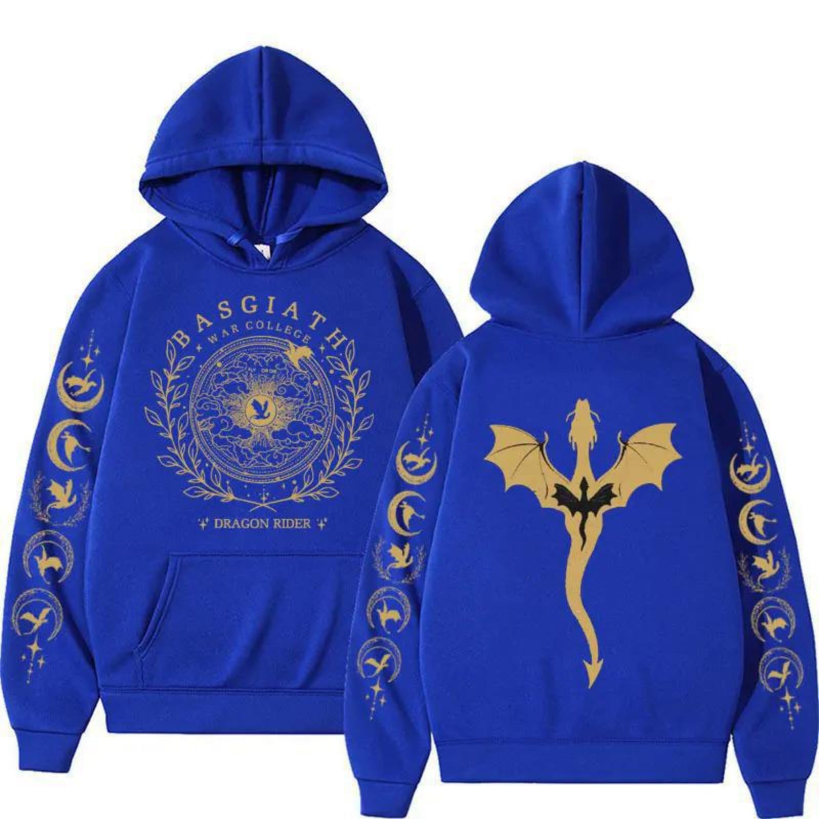 CUTTE Fourth Wing Hoodie - Basgiath War College Dragon Rider Graphic, Unisex Autumn Winter Streetwear (Blue,M)