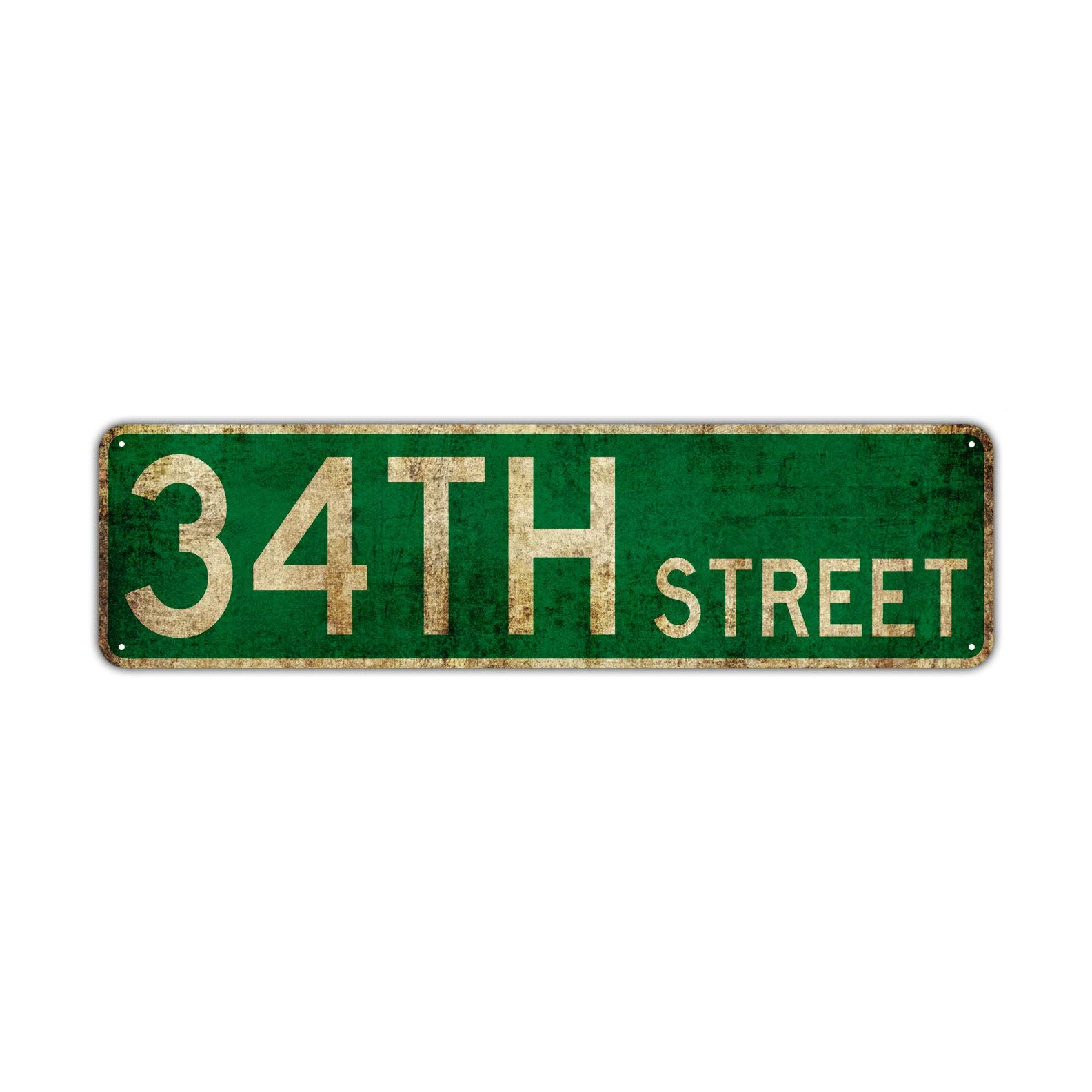 34TH Street Retro Tin Signs Aluminum Metal Sign Gift for Home Kitchen Garden Wall Yard Coffee Art Plaque Decor 4x16 Inch