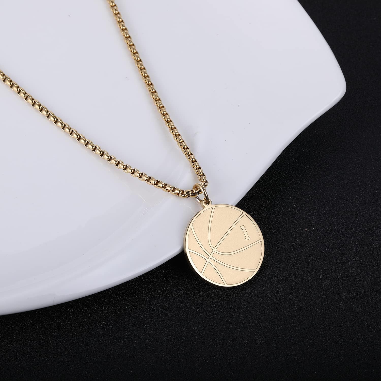 Susook Basketball Number Necklace for Boys Gold Stainless Steel Basketball Pendant Sport Jewelry Gifts for Men - Image 2