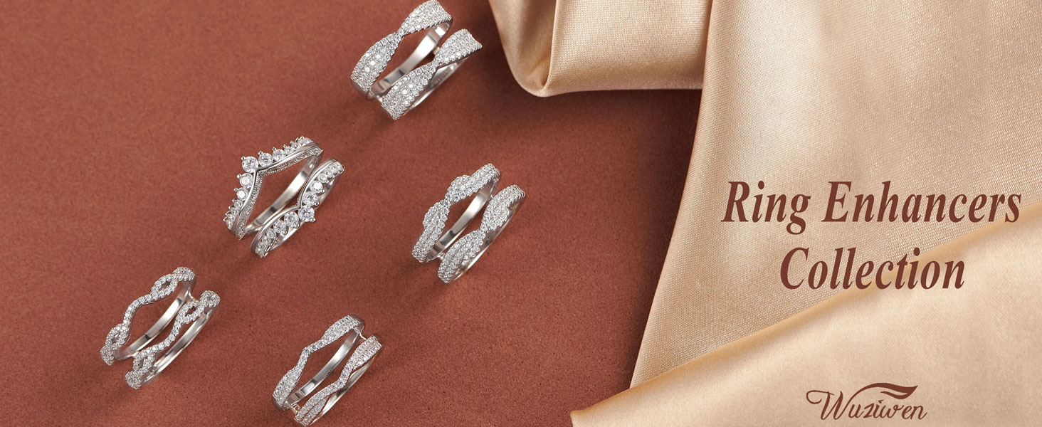 Gebogener Eheringverstärker Für Damen – 925 Sterling Silber Mit Zirkonia, Schutz Für Verlobungsringe, Inkl. Geschenkbox
