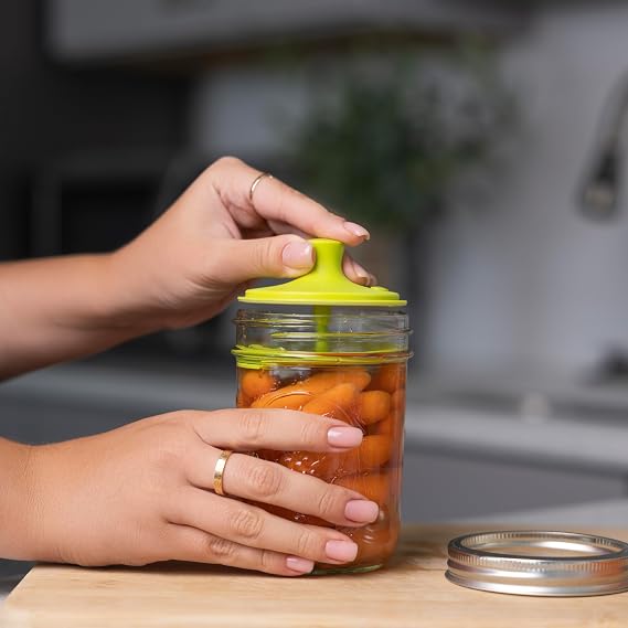 Jarware Nylon Fermentation Lid For Wide Mouth Mason Jars, One Way Valve and Adjustable Platform Included