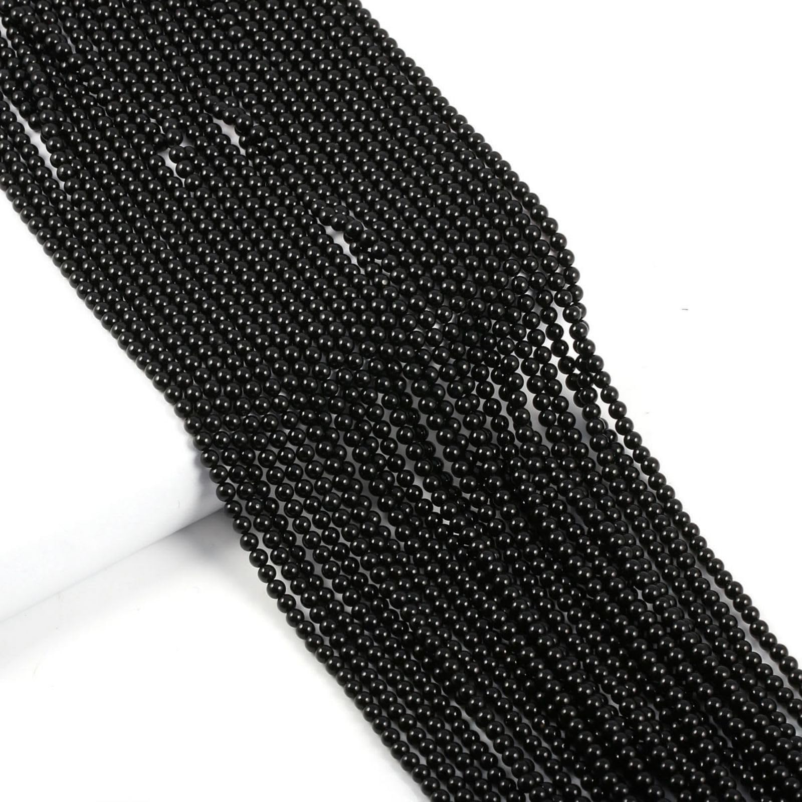 155pcs 2mm Natural Black Agate Stone Loose Round Beads Gemstone Smooth Samll Spacer Beads for jewerly Making Bracelet Necklace