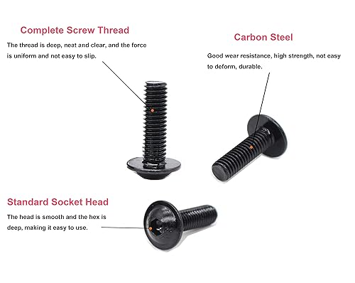 Miniatura 5 de cSeao 35 piezas M6-0.039 x 0.787 in con brida de cabeza de botón de cabeza de zócalo Tornillos, Allen Socket Drive, acabado de óxido negro, acero al