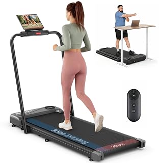 THERUN Laufband für Zuhause Klappbar, Walking Pad Leise mit Handlauf&LED-Anzeige, Treadmill bis 10 km/h,Doppelte Stoßdämpfung Laufband Schreibtisch für Zuhause&Büro, Keine Montage Erforderlich - Amazon product rated Grade A