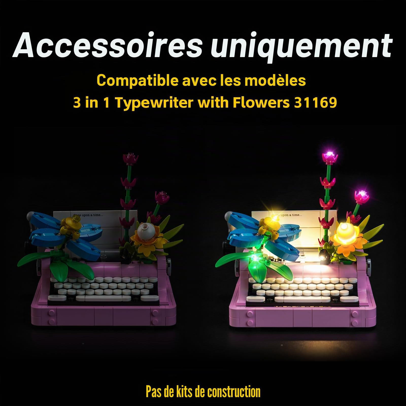 Kit d'éclairage LED compatible avec les écrivains Lego avec fleurs 31169, kit d'éclairage décoratif compatible avec les écrivains Lego avec fleurs de BrickBling