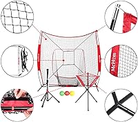 Vista 3 de McHom Juego de red de práctica de béisbol y sóftbol de 7 x 7 pies con camiseta de viaje, organizador de bolas, 3 bolas pesadas y zona de golpe