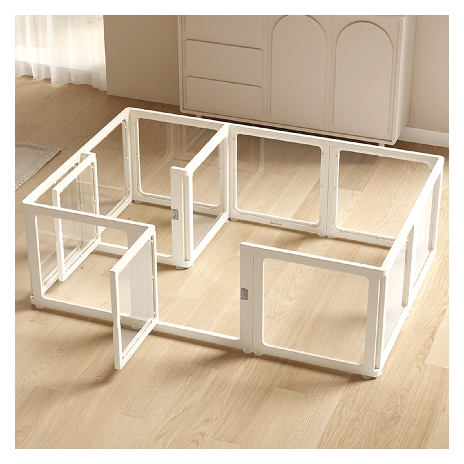 Recinto for Animali Domestici, Box for Cani da Interno Rettangolare,Trasparente Sala Parto Cane Modulare,Spessore Muro Recinzione 3 cm,A75cm,Sicuro e Stabile(H75CM,C-186x66cm/73X26IN)
