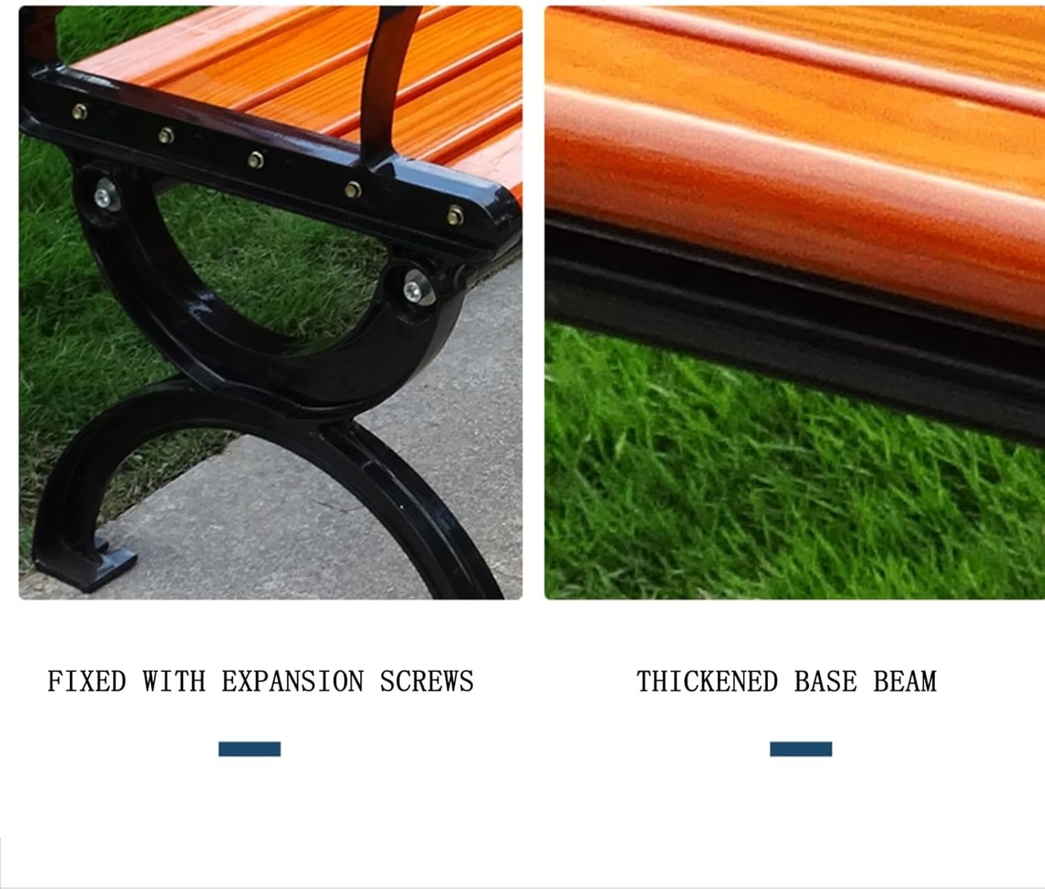 Outdoor Wooden Park Porch Bench Antiseptic Wood Double Slat Terrace Sofa with Backrest Load-Bearing Stable Park Bench Rust-Proof(120 * 40 * 73cm)