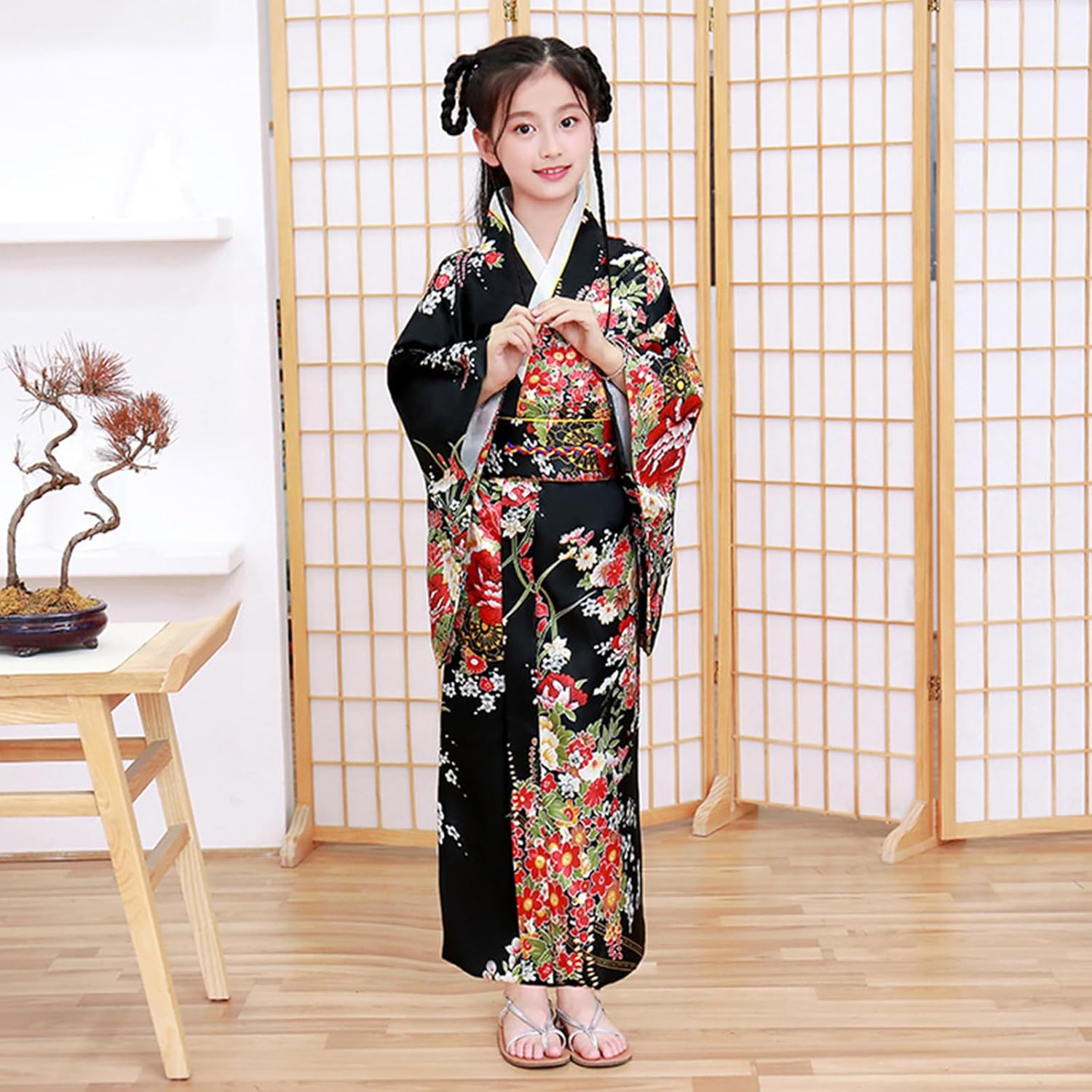 Halloween Costumes for Girls Japanese Anime Kimono Geisha Robe Outfit with Accessories - Image 4