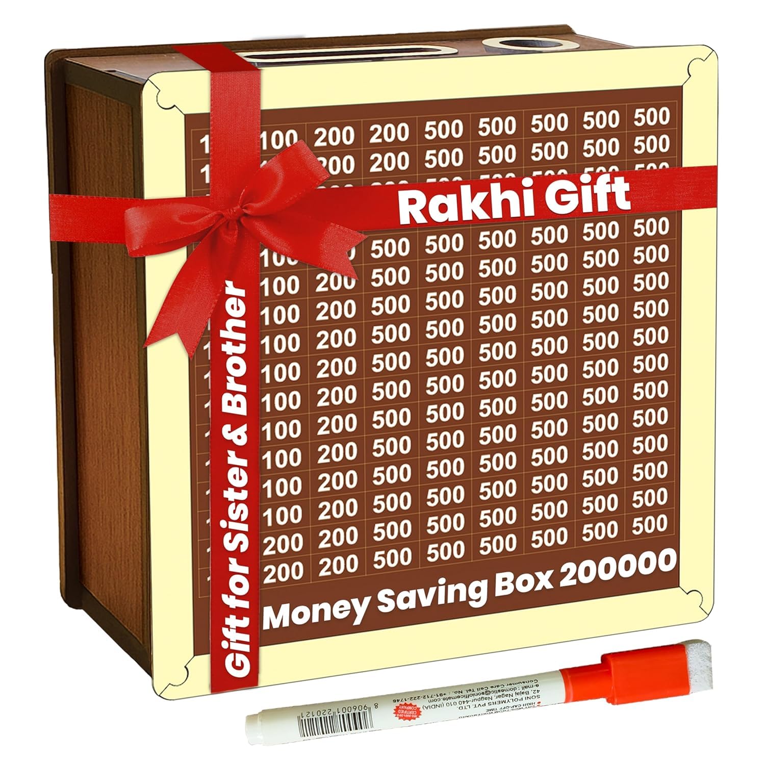 BELOXY Money Saving Box for Kids and Adults | Wooden Money Bank with Lock | Big Size Piggy Bank 2 Lakh Target | 1 Lakh Saving Box with Numbers | Undiyal Hundi Pig (New 1 Lac Money Box Golden)-image-44