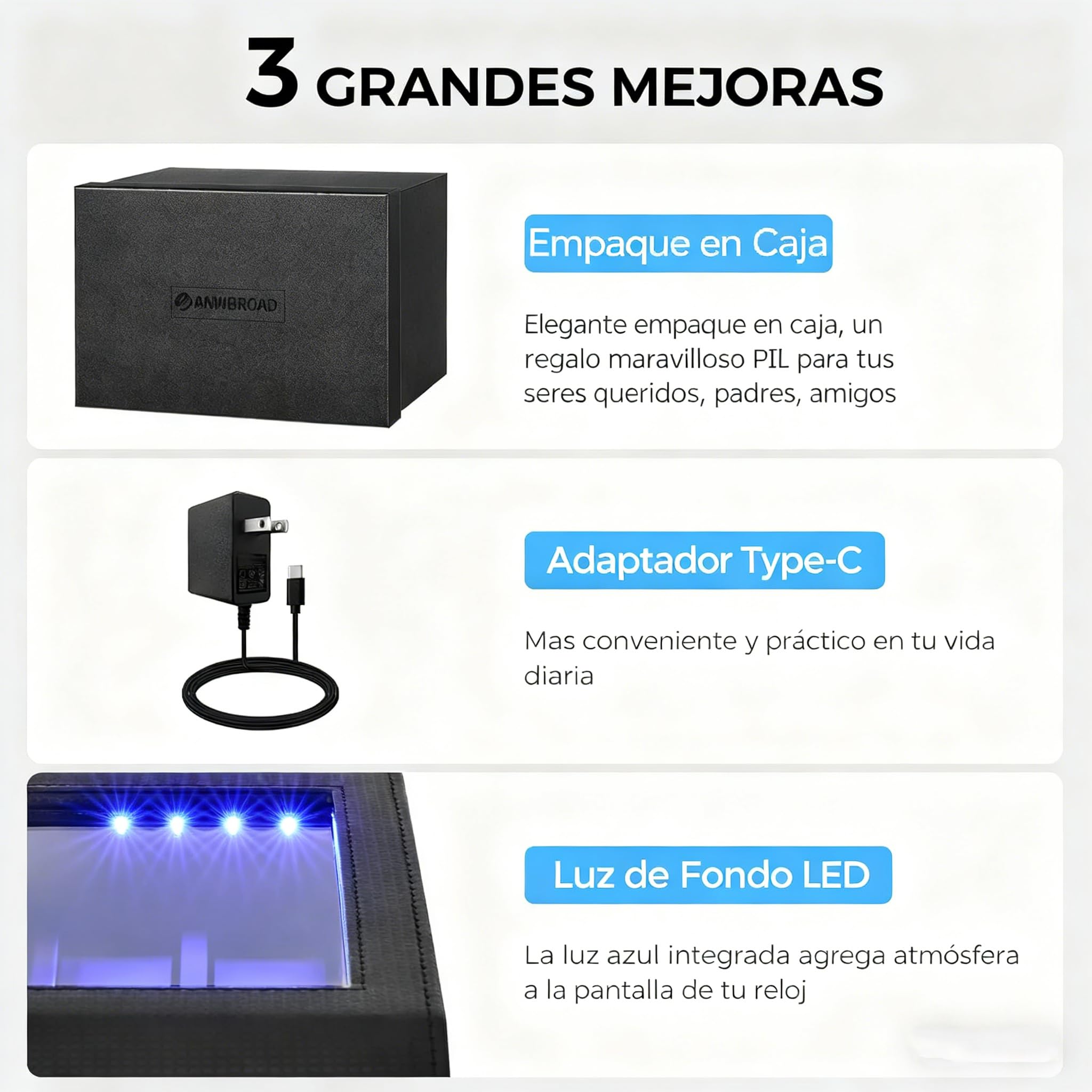 ANWBROAD 4 Bobinadoras de Reloj + 6 Unidades de Memoria Adicionales, Pivote de Reloj Automático, 4 Modos con Enrollador Automático Mabuchi súper Silencioso JWW002F